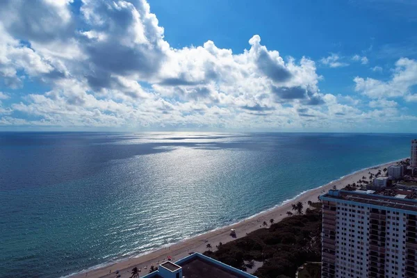 美国迈阿密好莱坞海滩的空中景观 伟大的风景 度假旅行 旅行目的地 — 图库照片