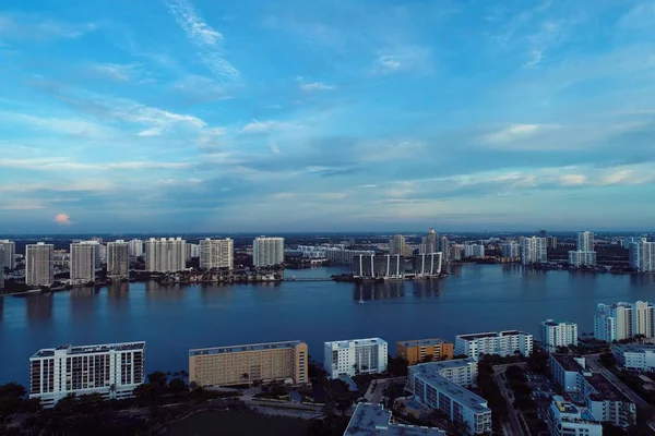 Αεροφωτογραφία Της Ανατολής Του Ηλίου Στο Sunny Isles Beach Μαϊάμι — Φωτογραφία Αρχείου