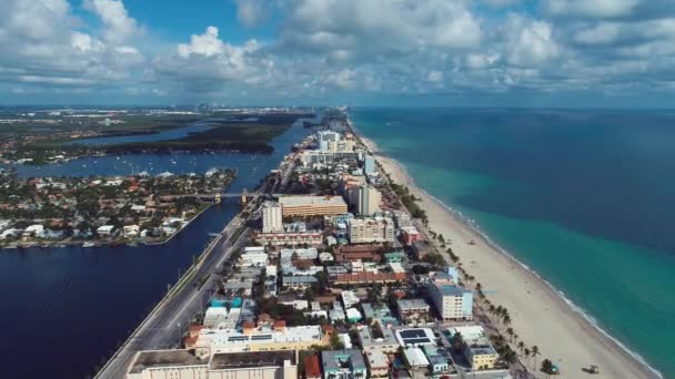 ハリウッドビーチ マイアミ 米国の空中ビュー 素晴らしい風景 休暇旅行 目的地 — ストック動画