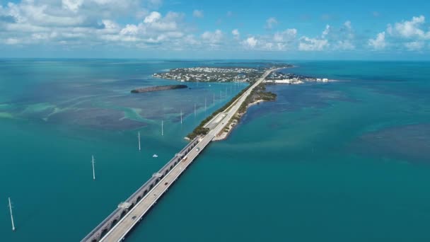 Vista Aérea Del Puente Famou Las Islas Camino Key West — Vídeos de Stock