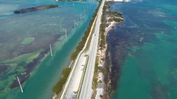 Flygfoto Famou Bron Och Öar Vägen Till Key West Florida — Stockvideo