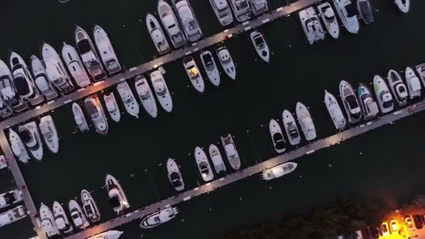 Vista Aérea Del Puerto Deportivo Con Algunos Barcos Miami Estados — Vídeos de Stock