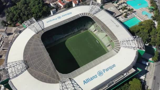 Отже Пауло Бразилія 2020 Повітряний Ландшафт Стадіону Альянц Парке Сонячний — стокове відео
