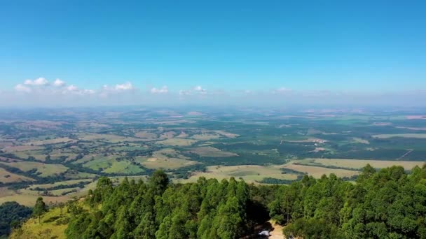 Вид Повітря Сільський Пейзаж Сонячний День Сільський Пейзаж Чудова Сцена — стокове відео