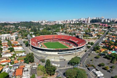 Sao Paulo, Sao Paulo, Brezilya - 06 / 07 / 2020 - Cicero Pompeu de Toledo Stadyumu Panoramik Manzarası. Harika bir manzara. Morumbi Stadyumu.