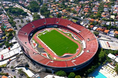 Sao Paulo, Sao Paulo, Brezilya - 06 / 07 / 2020 - Cicero Pompeu de Toledo Stadyumu Panoramik Manzarası. Harika bir manzara. Morumbi Stadyumu.