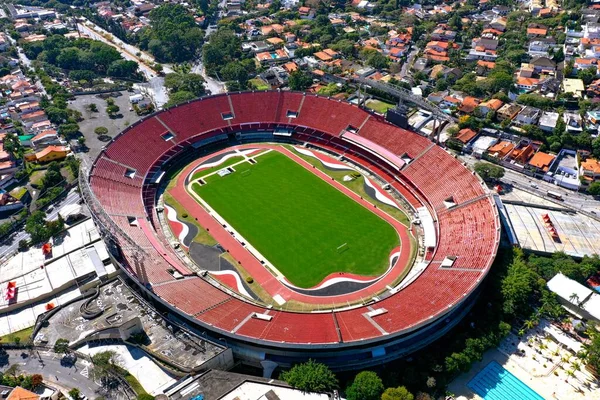 Sao Paulo, Sao Paulo, Brezilya - 06 / 07 / 2020 - Cicero Pompeu de Toledo Stadyumu Panoramik Manzarası. Harika bir manzara. Morumbi Stadyumu.
