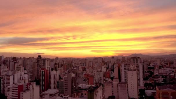 Vista Panorámica Puesta Sol Escena Vida Ciudad Gran Paisaje — Vídeos de Stock