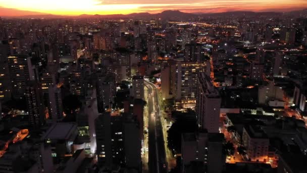 Vista Panorámica Puesta Sol Escena Vida Ciudad Gran Paisaje — Vídeo de stock