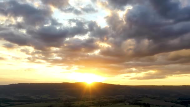 Timelapse Aéreo Del Paisaje Del Campo Gran Escena Vida Rural — Vídeo de stock