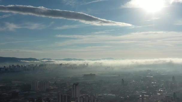 Krajobraz Powietrzny Mglistego Poranka Miejskiej Scenie Powietrznej Życia Sao Paulo — Wideo stockowe