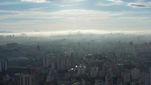 Paisagem Aérea Manhã Nebulosa Vida Cidade Cena Aérea São Paulo — Vídeo de Stock