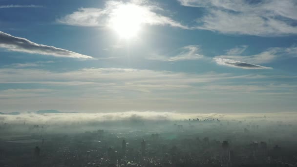 Vzdušná Krajina Mlhavého Rána Městské Letecké Scéně Sao Paulo Brazílie — Stock video