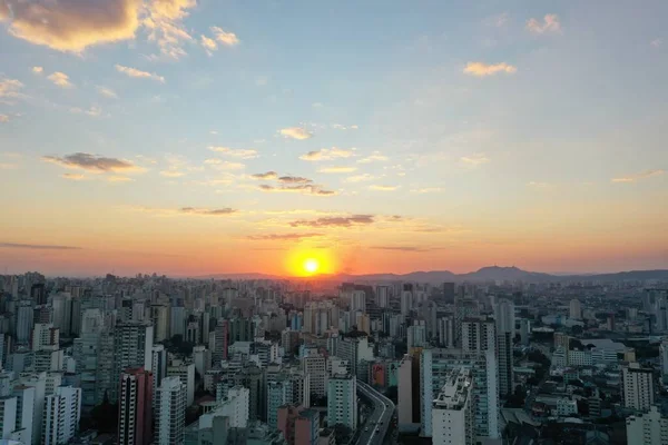 Ηλιοβασίλεμα Στην Πρωτεύουσα Σάο Πάολο Βραζιλία Σκηνή Σκηνή Ζωής Πόλη — Φωτογραφία Αρχείου