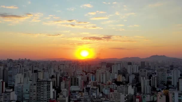 Apus Soare Din City Life Scena Din Centru Vedere Aeriană — Videoclip de stoc