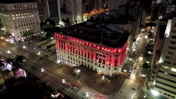 Воздушный Пейзаж Цветного Небоскреба Сан Паулу Бразилия Центр Города Вид — стоковое видео