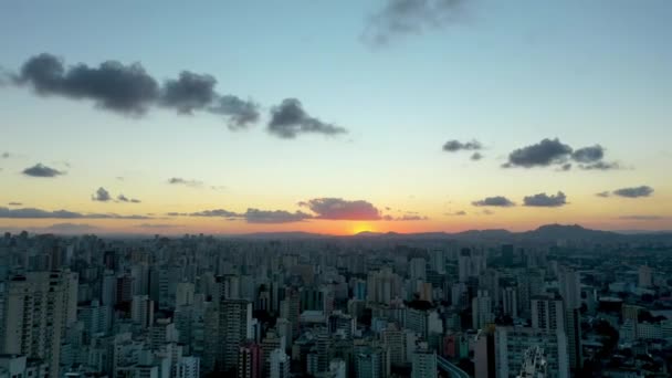 Sunset Lapse City Life Nedanför Stan Flygfoto Över Solnedgången Stadsbilden — Stockvideo