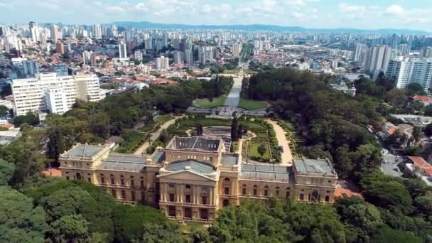 Вид Воздуха Парк Музей Независимости Бразилии Ипиранга Сан Паулу Бразилия — стоковое видео
