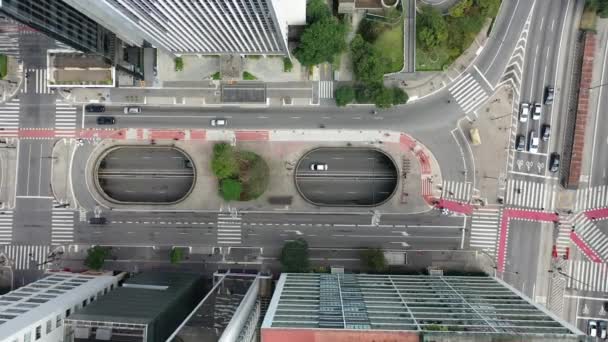 Vista Cima Para Baixo Cruzamento Avenidas Famosas Brasil Avenida Paulista — Vídeo de Stock
