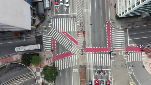 Vue Haut Vers Bas Intersection Des Avenues Célèbres Brésil Paulista — Video