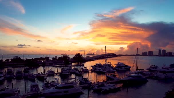 Coastal City Biscayne Körfezi Miami Florida Abd Günbatımı Panoramik Manzarası — Stok video