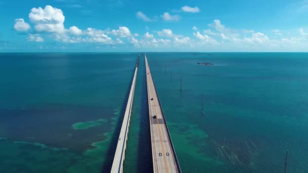 Key West Mile Bridge Florida Keys Vereinigte Staaten Luftaufnahme Der — Stockvideo