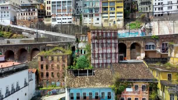 Edifici Colore Vintage Salvador Bahia Brasile Vecchi Edifici Storici Vista — Video Stock