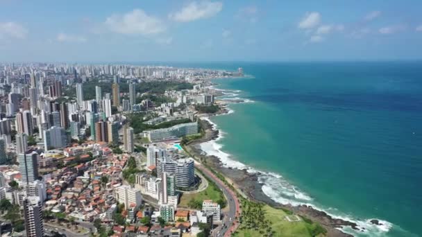 Veduta Aerea Della Città Costiera Salvador Bahia Brasile Paesaggio Della — Video Stock