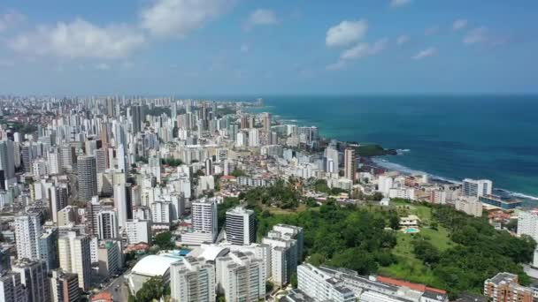 Widok Plażę Drapacze Chmur Salvador Bahia Brazylia Widok Miasto Salvador — Wideo stockowe