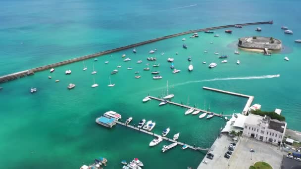 Vista Sul Mare Blu Del Porto Salvador Bahia Brasile Grande — Video Stock