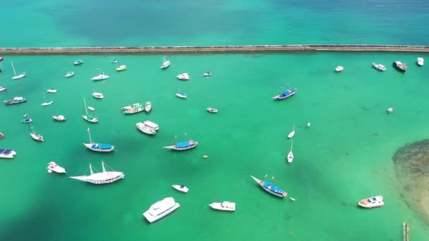 Vedere Albastră Mare Portului Din Salvador Bahia Brazilia Mare Capac — Videoclip de stoc