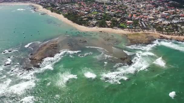 Scena Plajei Itapua Salvador Bahia Brazilia Vedere Mare Scena Albastră — Videoclip de stoc