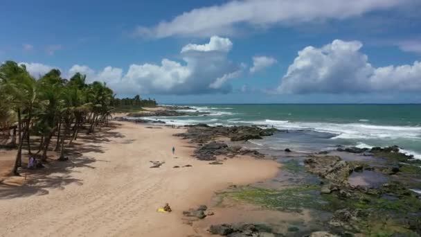 Vista Playa Costera Salvador Bahía Brasil Escena Azul Del Paisaje — Vídeos de Stock