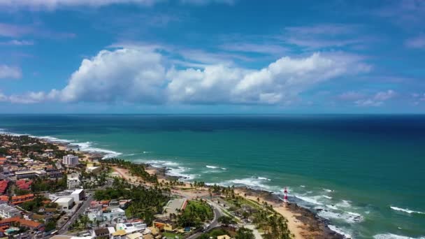 Pláž Pohled Záliv Pobřežní Město Salvador Bahia Severovýchodně Brazílie Scéna — Stock video