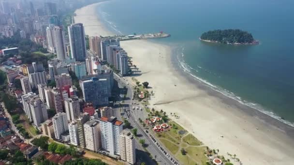 Vista Mar Avenida Santos São Paulo Brasil Vista Frontal Praia — Vídeo de Stock