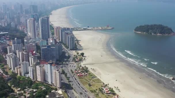 Vista Mar Avenida Santos São Paulo Brasil Vista Frontal Praia — Vídeo de Stock