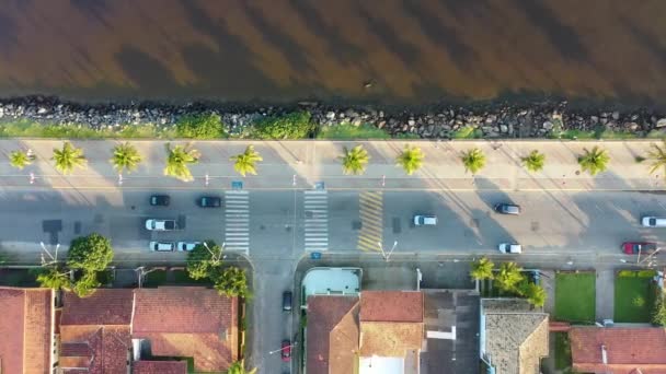 Die Küstenstadt Itanhaem Sao Paulo Brasilien Blick Von Oben Auf — Stockvideo