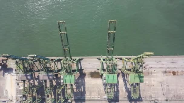 Top View Freighter Ship Port Dock Freighter Shipping Scene Santos — Stock Video