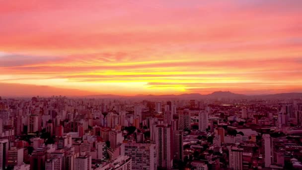 Sunset Scene Urban City Life Great Cityscape Cloudscape View Colored — Stock Video