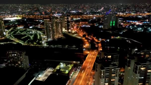 Vista Nocturna Ciudad Sao Paulo Brasil Escena Vida Urbana Vista — Vídeos de Stock
