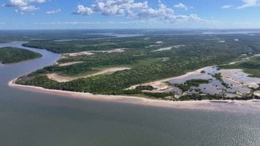 Parnaiba Delta Piaui Brezilya 'da Parnaiba' da. Sarmal Nehir. Doğa Manzarası. Piaui 'de Parnaiba Delta. Amerika 'nın Brezilya Deltası. Plaj manzarası. Tatil seyahatleri. Brezilya Kuzeydoğu.