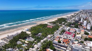 Fortaleza Ceara. Ceara Brezilya 'daki Fortaleza' da Futuro Plajı. Sahil şehri. Şehir merkezindeki şehir manzarası. Plaj manzarası. Ceara Brezilya 'daki Fortaleza' da Futuro Plajı. Güzel Skyline.