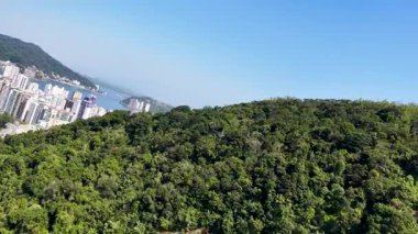 Sao Paulo Brezilya 'daki Sao Vicente' de Jose Menino Tepesi. Plaj manzarası. Şehir merkezindeki deniz manzarası. Seyahat güzergahı. Sao Vicente Brezilya 'daki Jose Menino Tepesi. Sao Vicente Körfezi Skyline. Yaz Tropik.