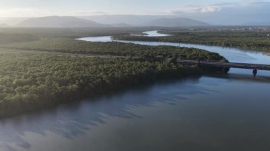 Sunset River At Itanhaem In Sao Paulo Brazil. Nature Riverside. Wetland Forest. Travel Destination. Sunset River At Itanhaem In Sao Paulo Brazil. Sunset Scenery.