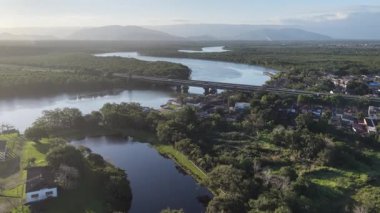 Sunset River At Itanhaem In Sao Paulo Brazil. Nature Riverside. Wetland Forest. Travel Destination. Sunset River At Itanhaem In Sao Paulo Brazil. Sunset Scenery.