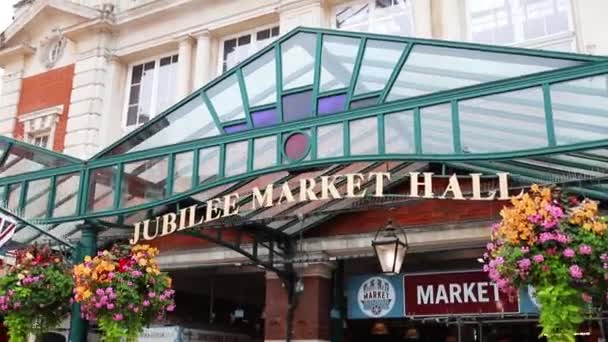 O sinal de entrada Jubilee Market Hall — Vídeo de Stock