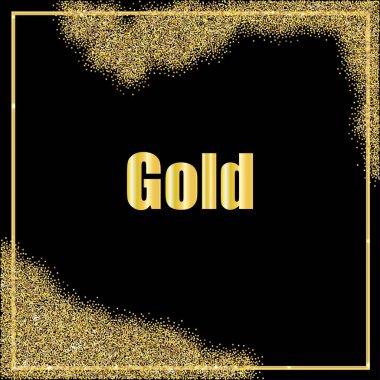 Afiş, kare altın bir çerçeve içinde siyah bir zemin üzerine altın tozu ile arka plan .