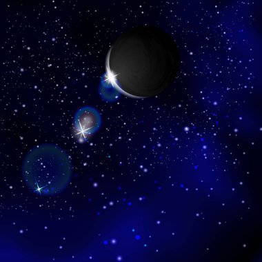 Alan. Gizemli karanlık gezegenin. Gezegen güneş önce. Bir sürü yıldız. Güneş patlaması