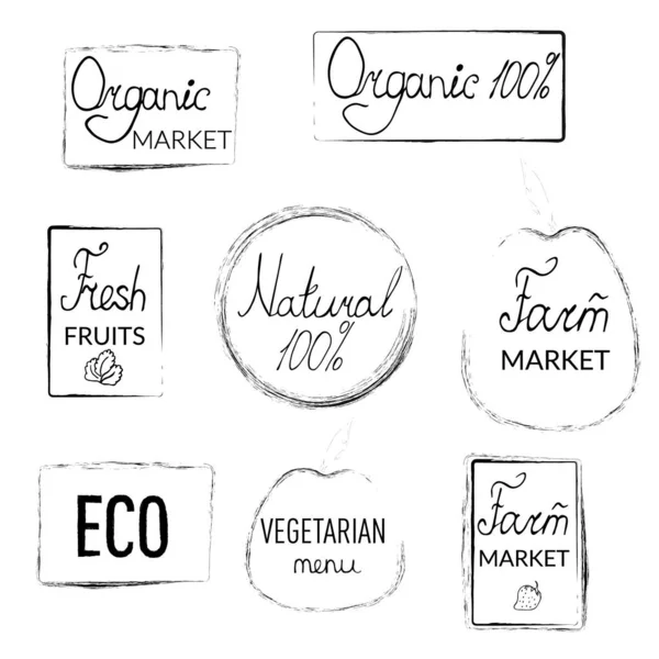 Логотипы Фермы Натуральные Продукты Надписи Прозрачном Фоне Винтажном Стиле Декоративные — стоковый вектор