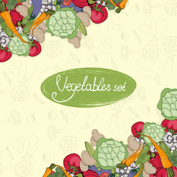 Сельскохозяйственные овощи с надписью — стоковый вектор